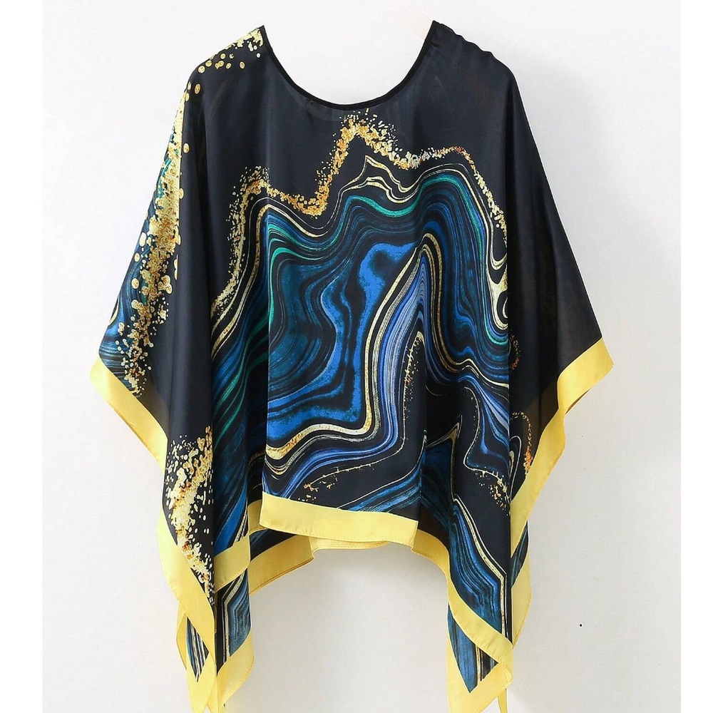 🆕 Marble Print Summer Scarf Poncho
